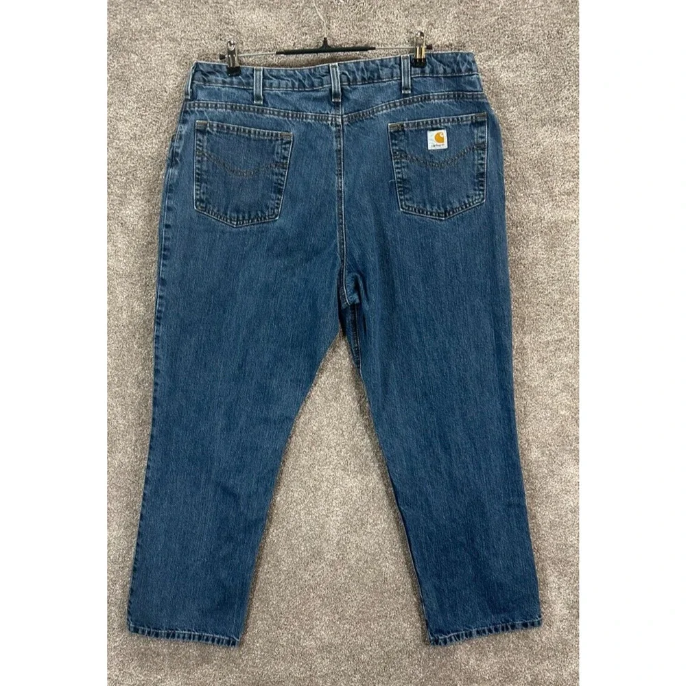 Carhartt Jeans Womens 20 Blue Measures 39X30 Hi Rise Straight Leg Dark‎ Wash